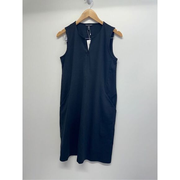 Eileen Fisher Dress Size Extra Small Black Knee Length Easy Fit Front Zip - Picture 7 of 10